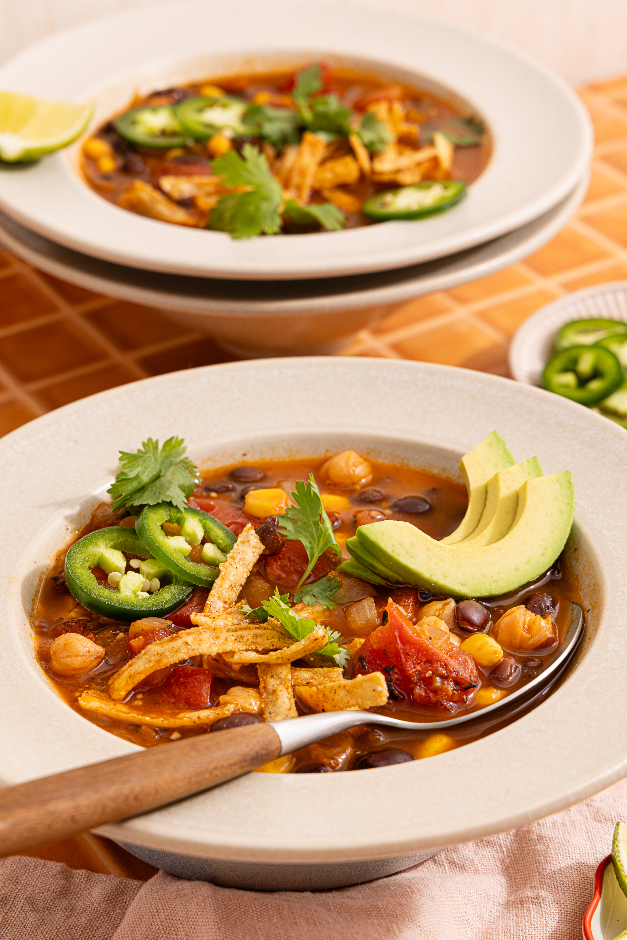 Black Bean and Chickpea Tortilla Soup